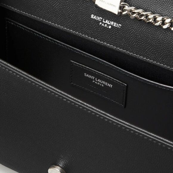Saint Laurent YSL Medium Kate Grained Crossbody Leather Bag Black Silver chain - Picture 7 of 9